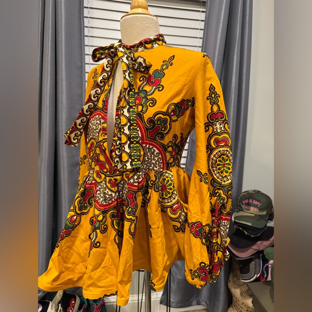 Elegant Yellow Patterned Women's Blouse